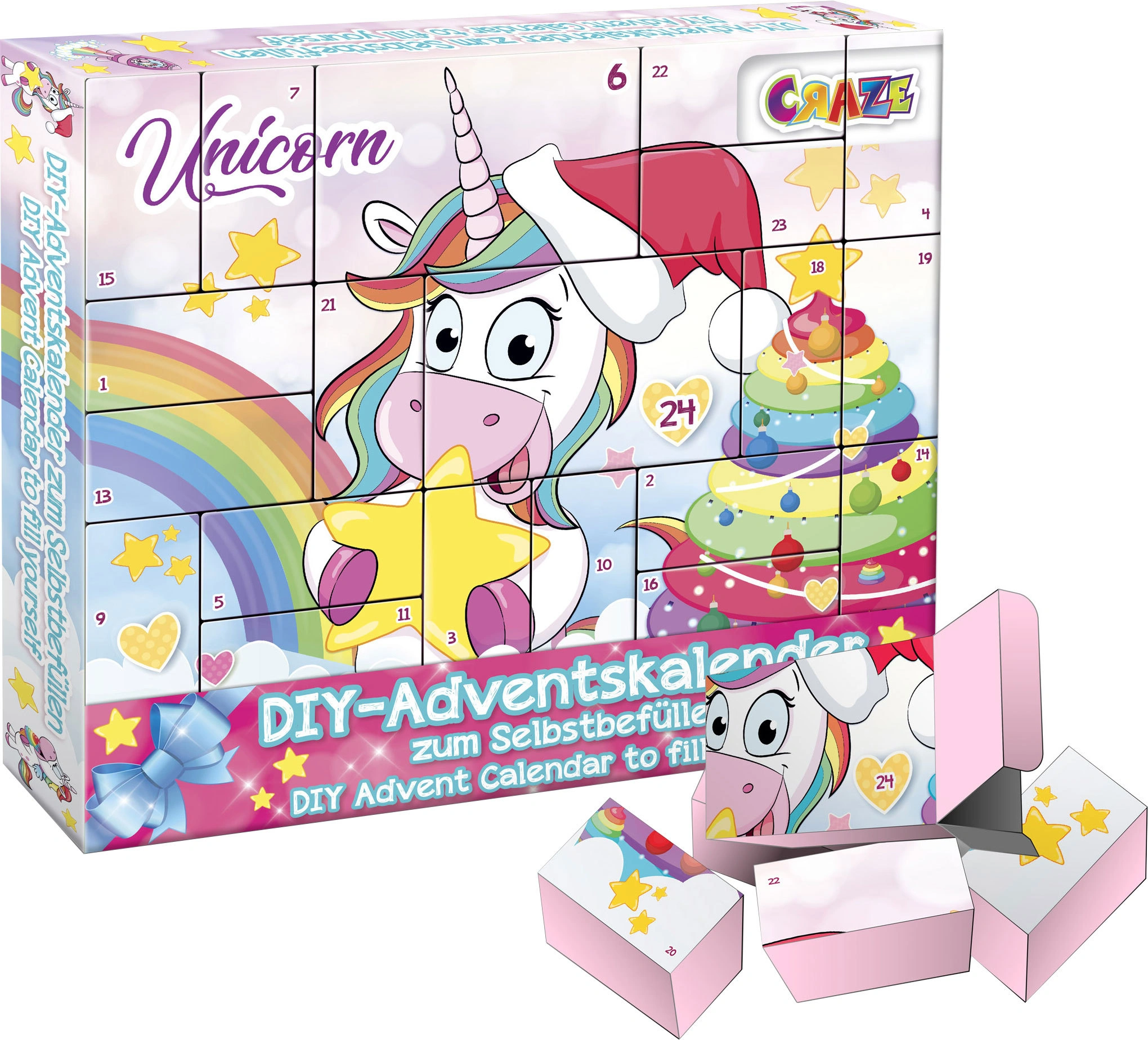 Craze DIY Einhorn Adventskalender zum Befüllen 