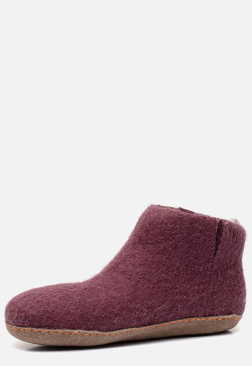 Tofvel Mula Pantoffels bordeauxrood Schapenwol