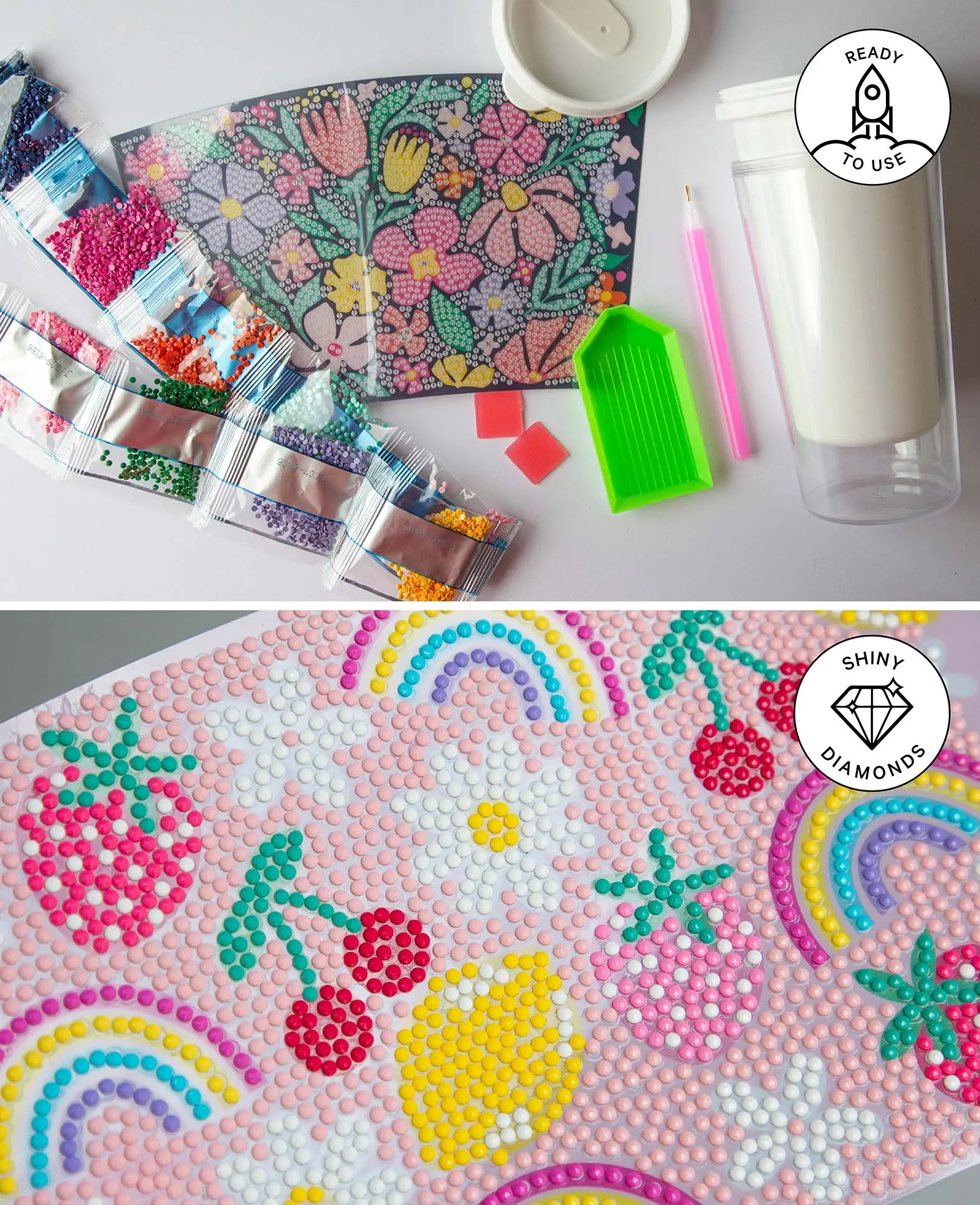 (17x9.2cm) Diamond Painting Becher DIY Strassstein Becher - Rosa