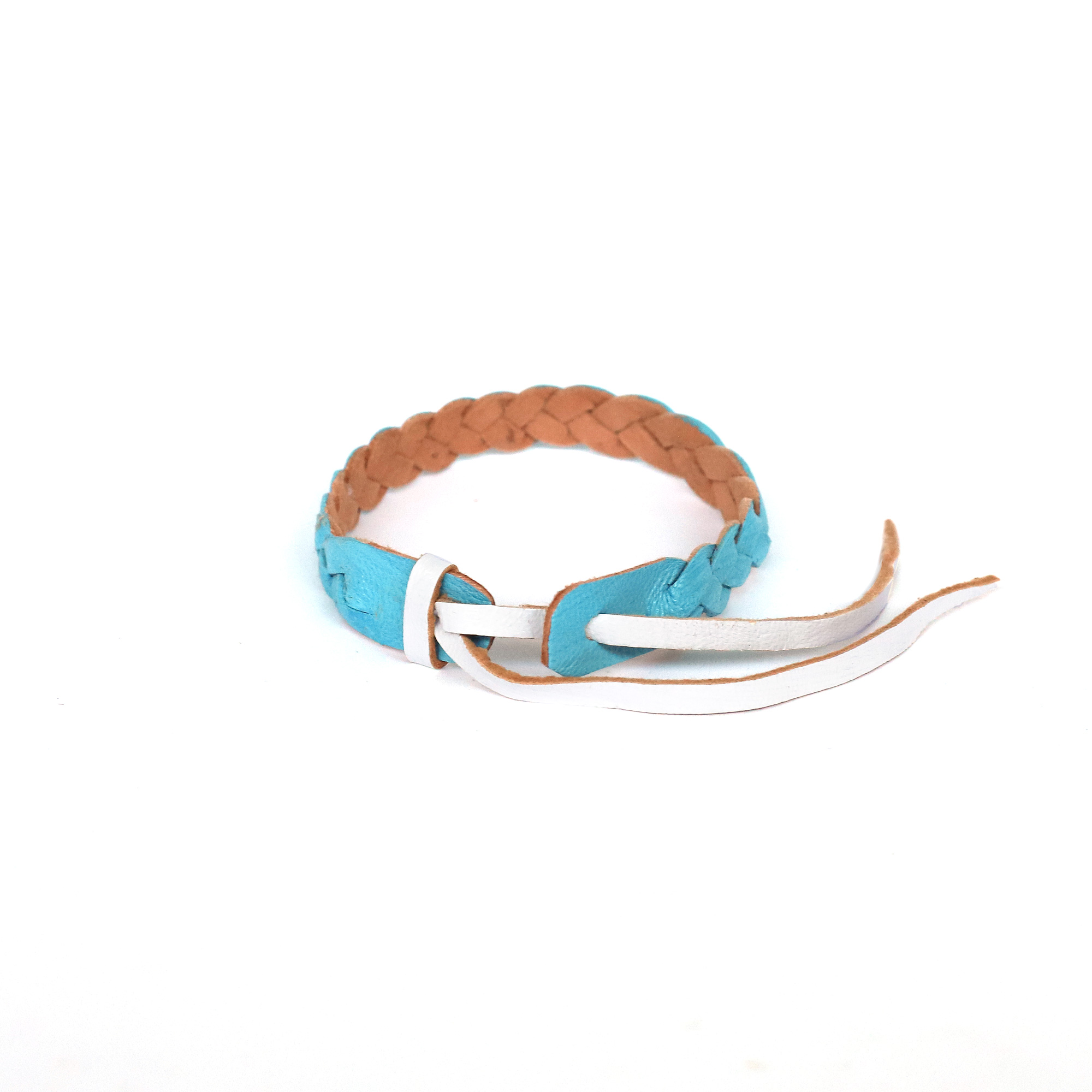 Flechtarmband aus Leder, blau, weiß günstig bestellen