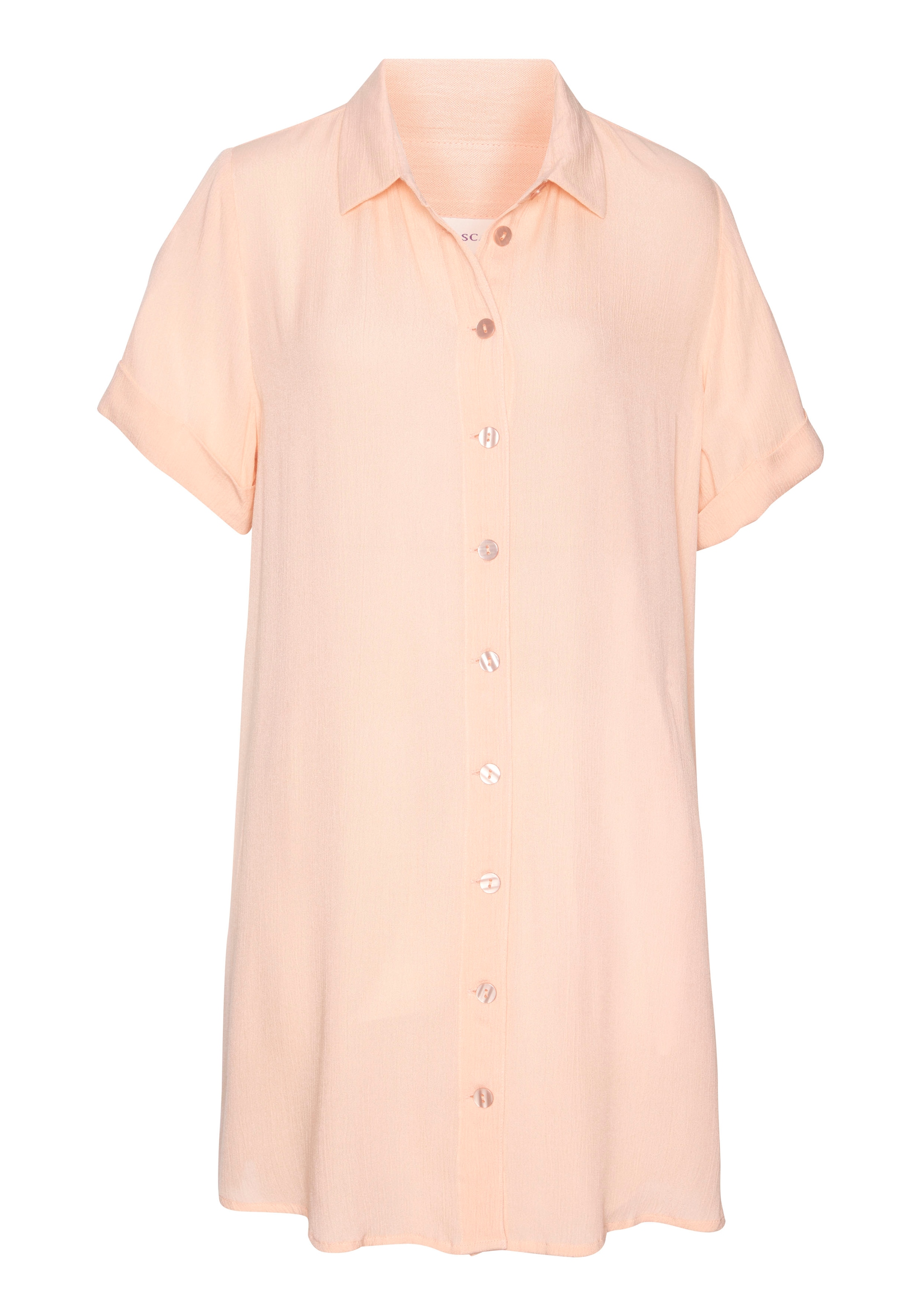 LASCANA Longbluse , mit Knopfleiste, Kurzarmbluse, Blusenkleid, sommerlich