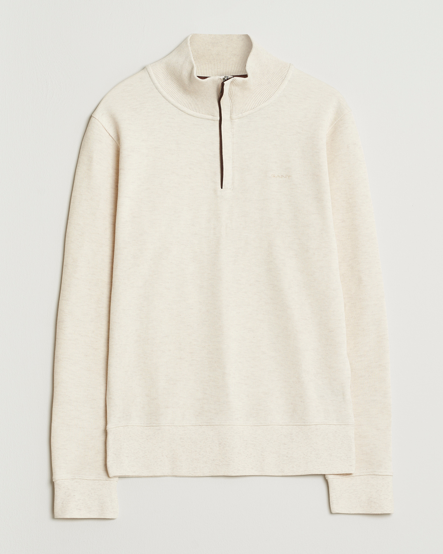 GANT Sacker Rib Half Zip Cream