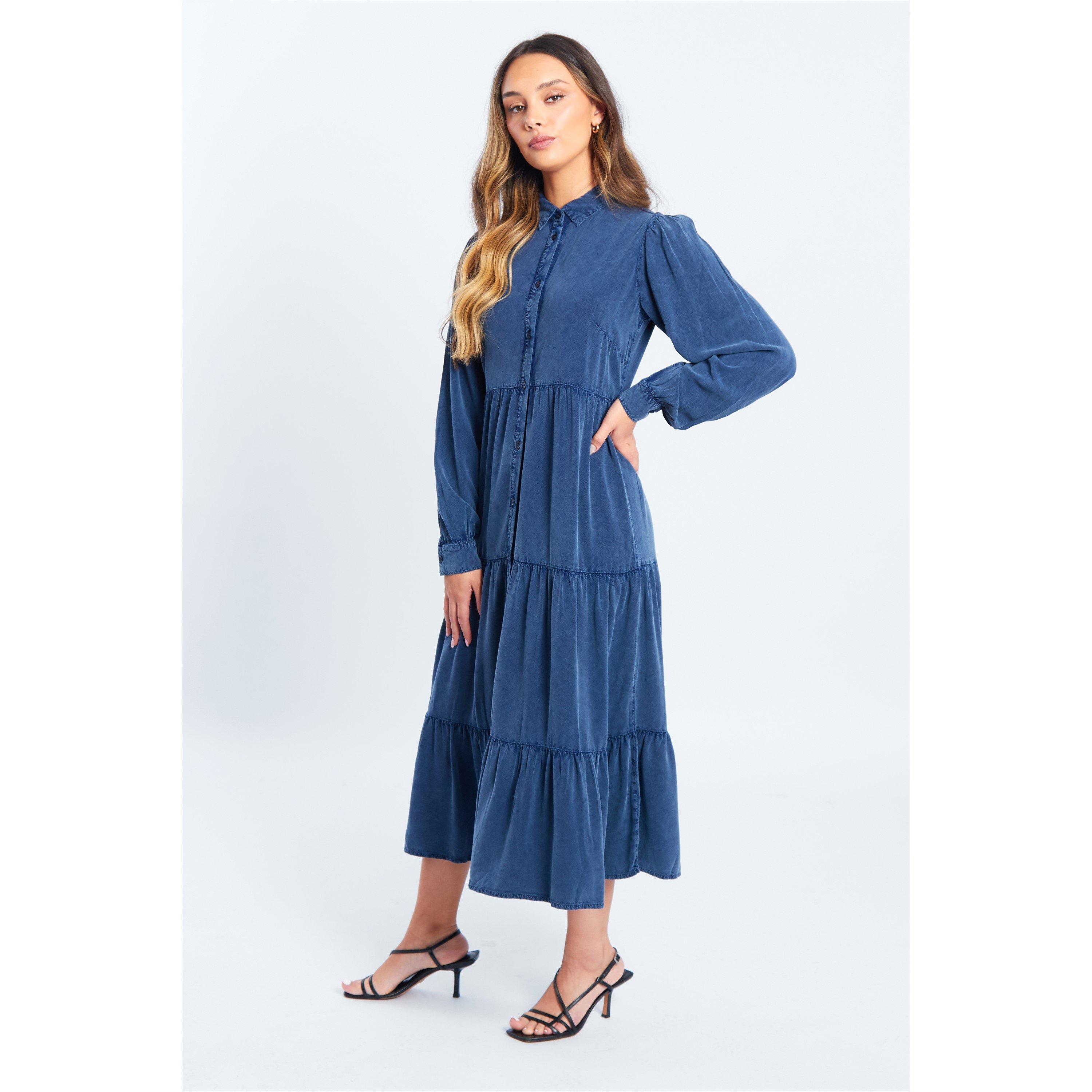 Be You BY Tiered Denim Midi Dress