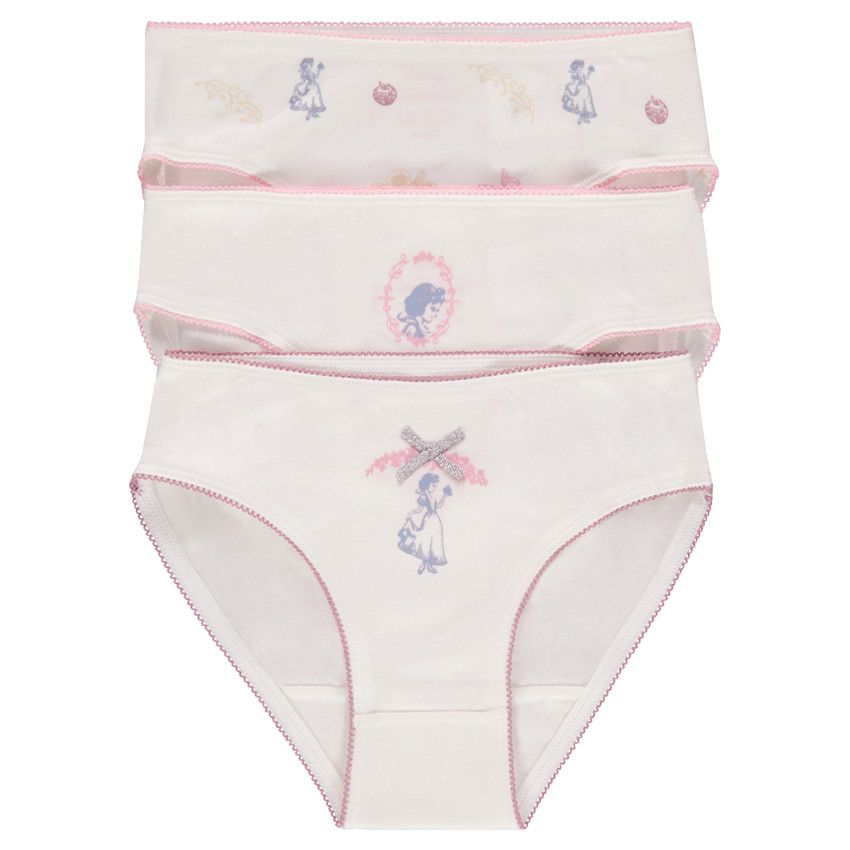 Lot de 3 culottes en coton print Blanche Neige Disney - Ecru