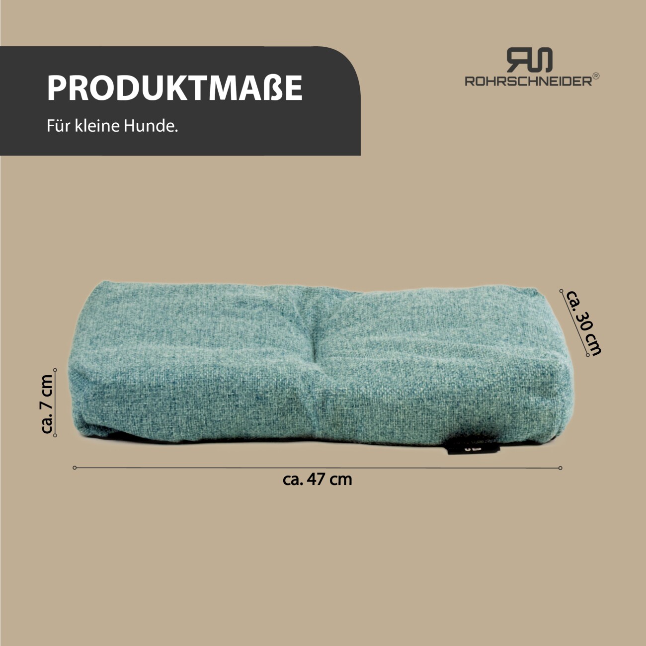 Rohrschneider ® Hundebett mit Anti-Rutsch-Boden, strapazierfähiges Kissen für Hunde und Katzen, B47 x T30 x H7 cm, inkl. Gratis-Wassernapf