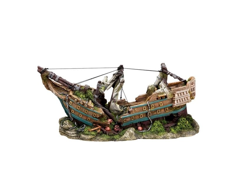 Nobby Aqua Ornaments Boot XXL 44.5 x 16 x 20 cm Figur eines gekenterten Schiffs