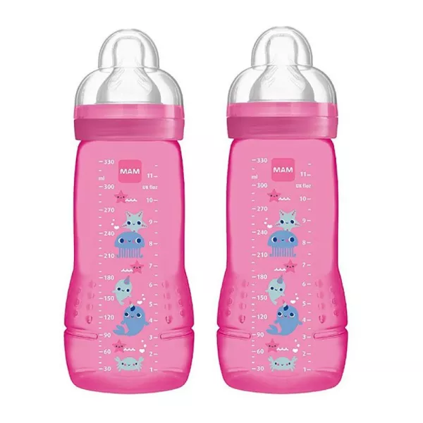 Easy Active 2ème âge 330 ml Deep Ocean - Lot de 2 biberons roses