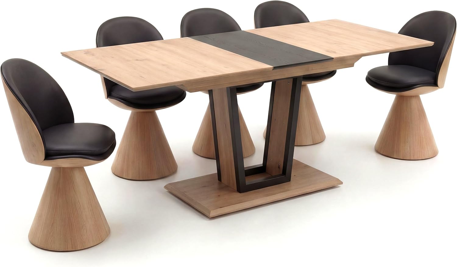 Newroom Esstisch Ausziehbar bis 200cm in Wildeiche Anthrazit Moderner Esszimmertisch - 160-200 x 76 x 90 cm (BxHxT) - Auszugstisch Synchronauszug - Esszimmer Küche Wohnbereich
