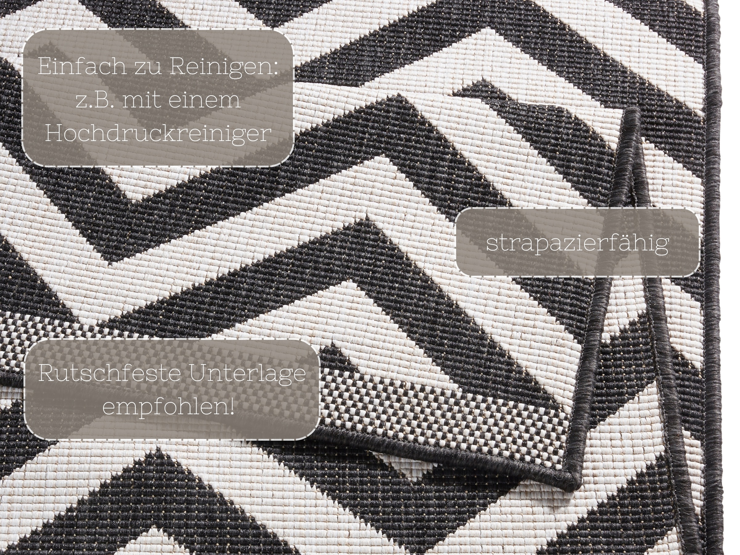 NORTHRUGS Teppich »Palma Wendeteppich« rechteckig 5 mm Höhe In-& Outdoor, Wetterfest, Balkon, Läufer, Wohnzimmer, Wasserfest