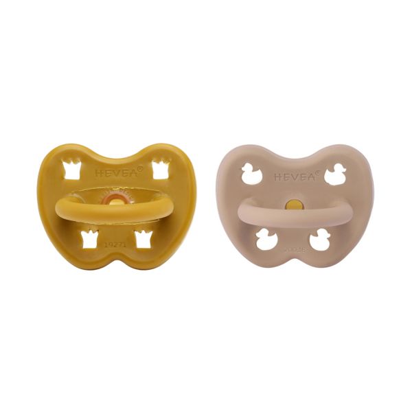 Hevea Orthodontische Fopspeen - 3 - 36 mnd - 2 Stuks Golden Honey & Tan Beige