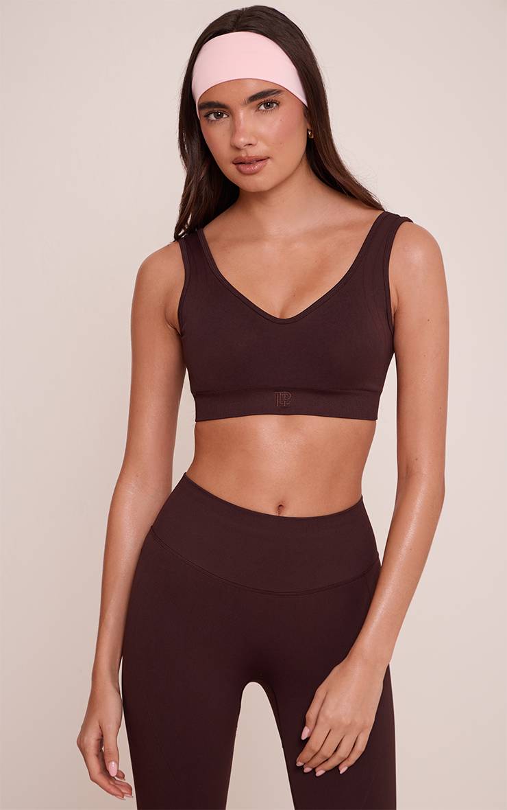 Chocolat Brassière De Sport À Encolure Arrondie Sans Couture Plt