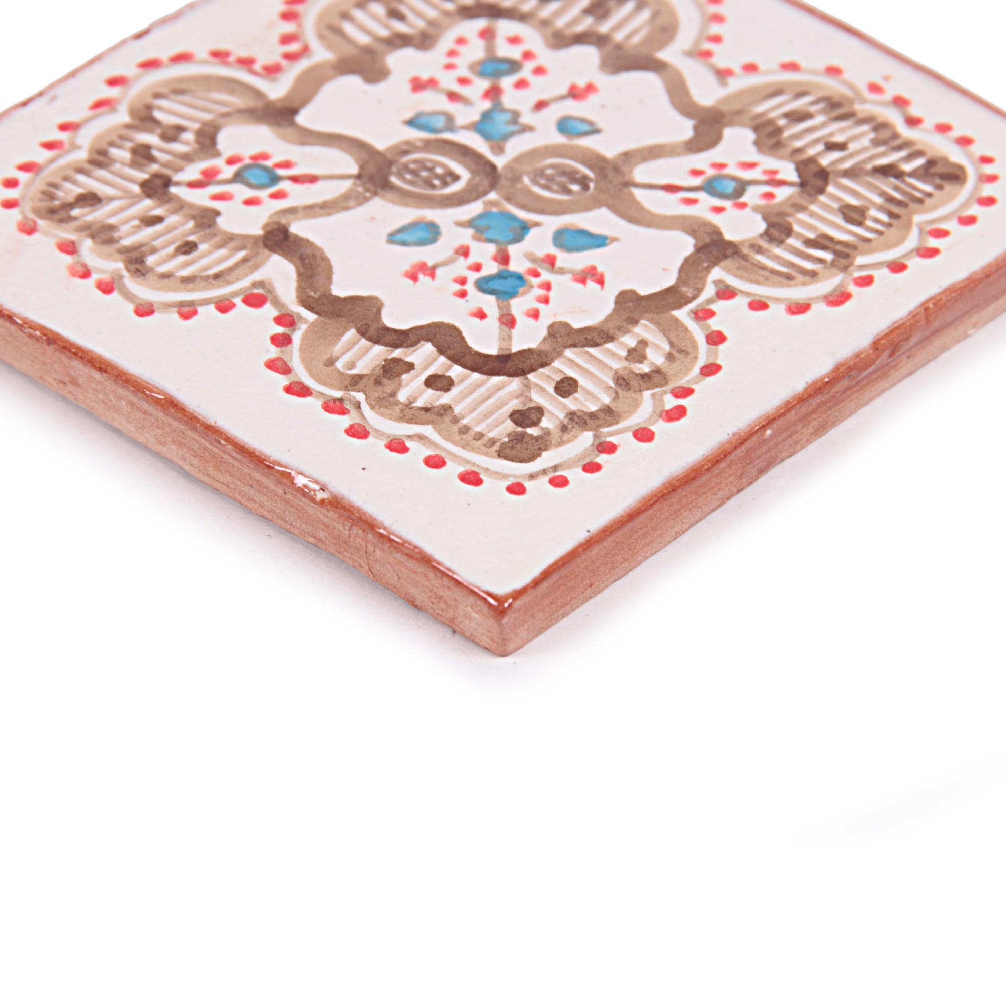 Fliese 'Dessin Marron', weiß, multicolor, L 10 cm, B 10 cm von fischer's lagerhaus