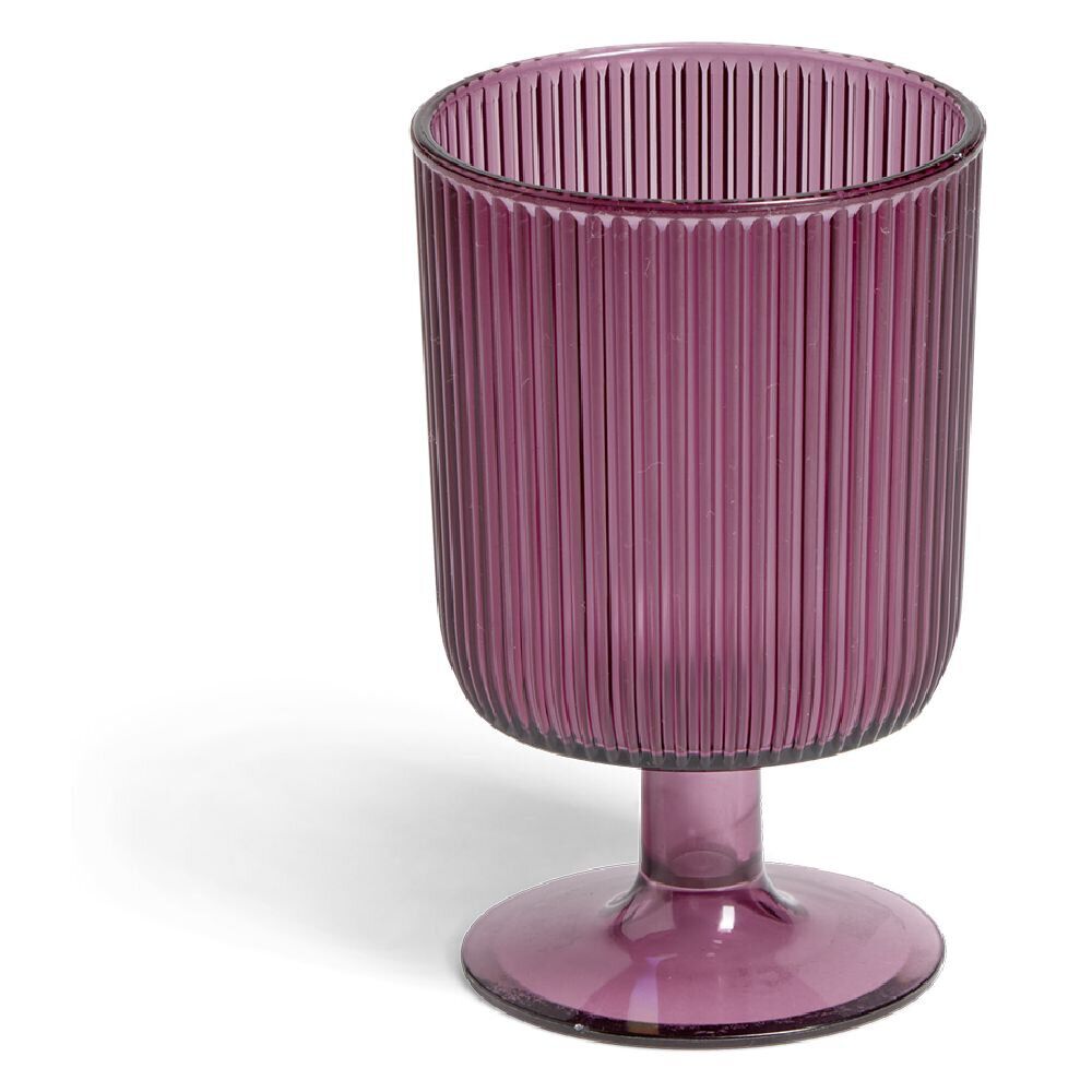 Verre à pied strié 300ml plastique Ø8xH12,5cm- 3 coloris