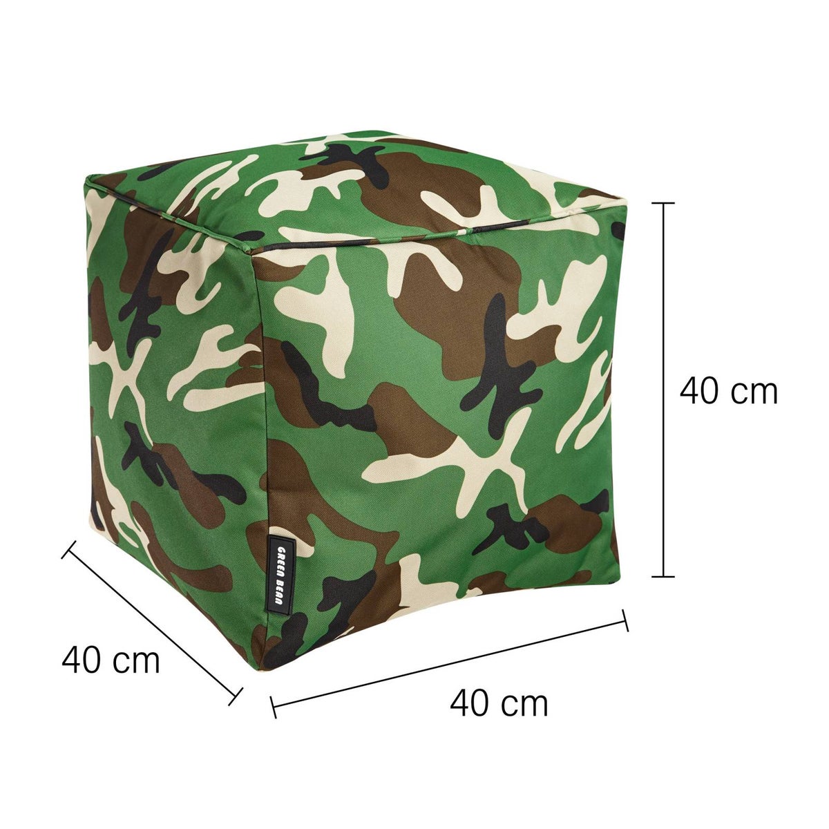 Groene Bean Zitzak Kruk 40x40x40cm met EPS-korrelvulling - Voetenbank Voetkussen Zitpoef voor Zitzakken - Vloerkussen voor Kinderen en Volwassenen - Voetsteun Zitkussen Kruk Camouflage Groen