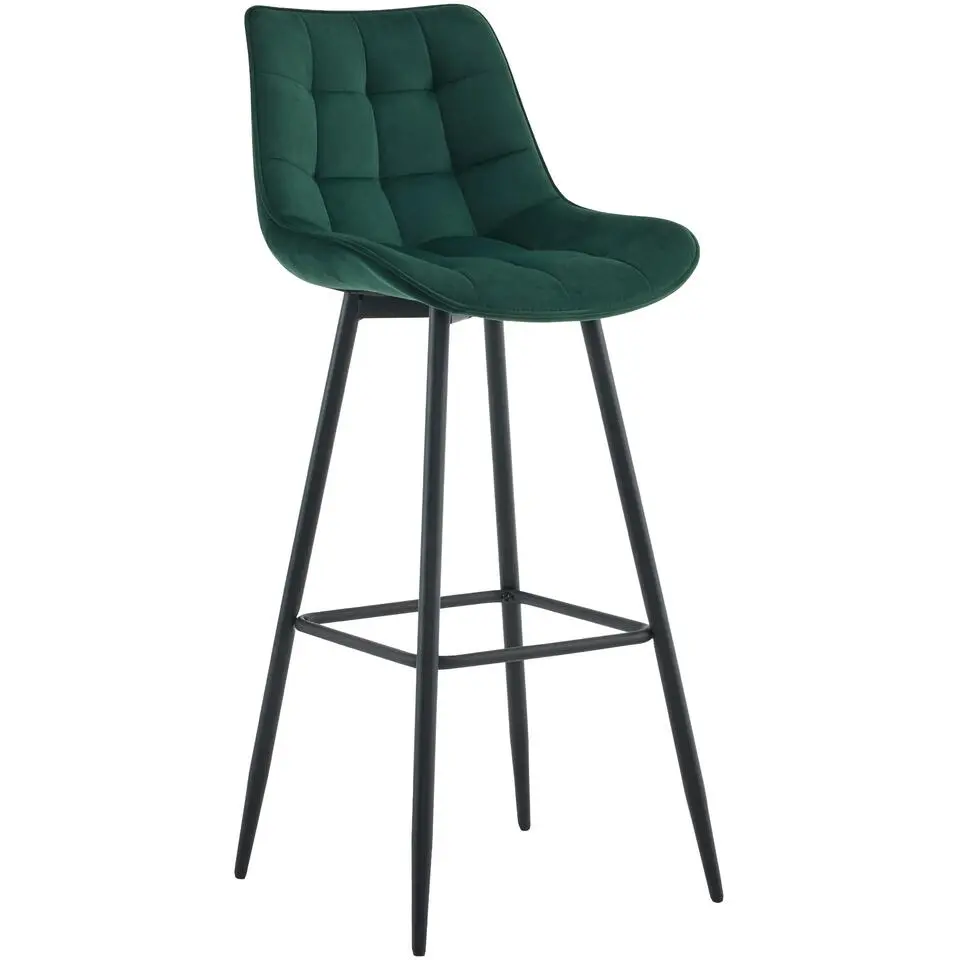 CLP Barkruk Dartford mat zwart Frame - Fluweel - groen