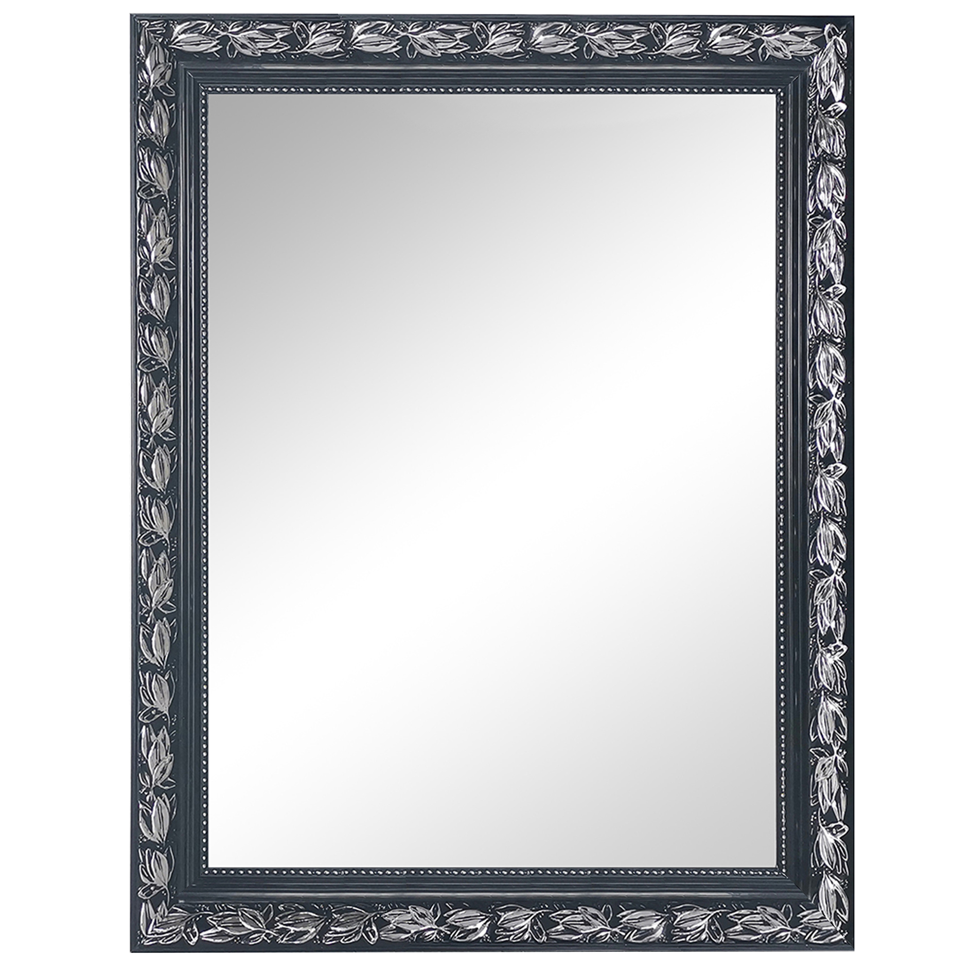 Rahmenspiegel - schwarz-silber - 55x70 cm