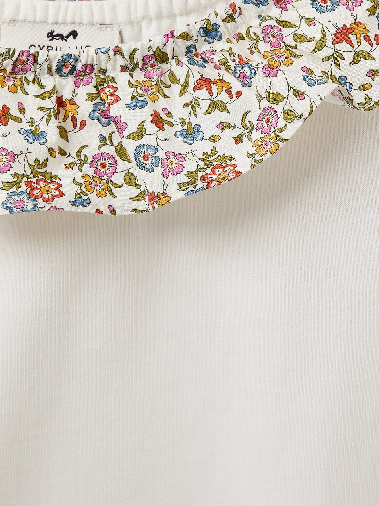T-shirt Fille col en tissu Liberty - Coton bio