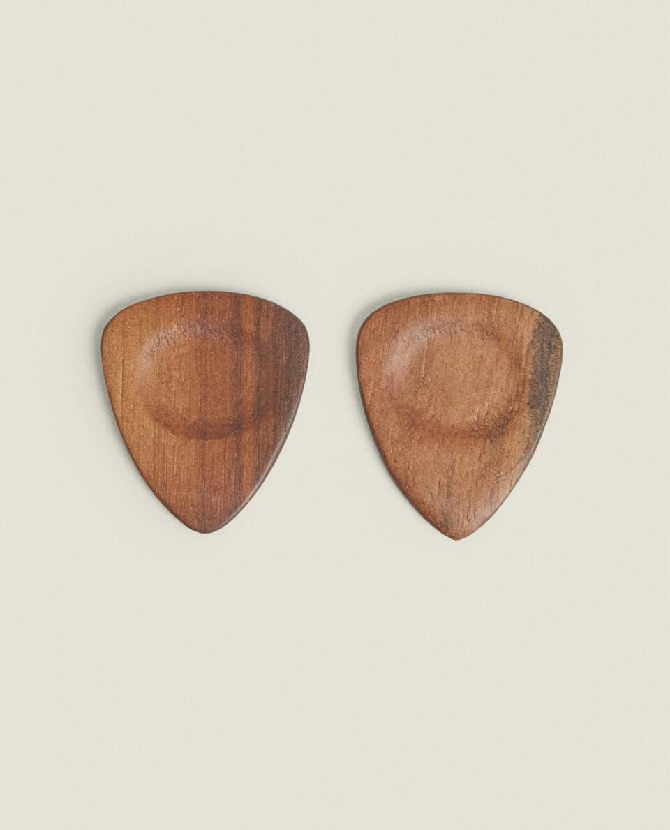 PACOTE DE PALHETAS DE MADEIRA PARA GUITARRA (PACOTE COM 2)