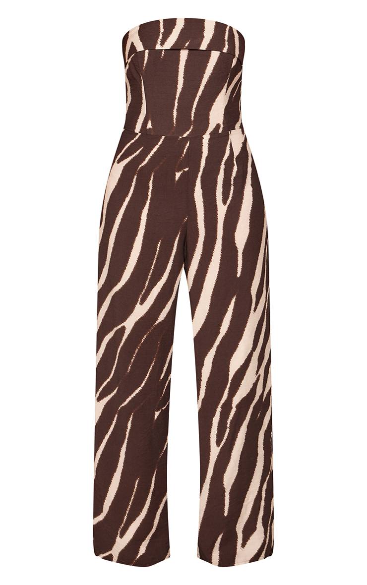 Noir Combinaison Pantalon Large Bandeau Imprimé Zèbre