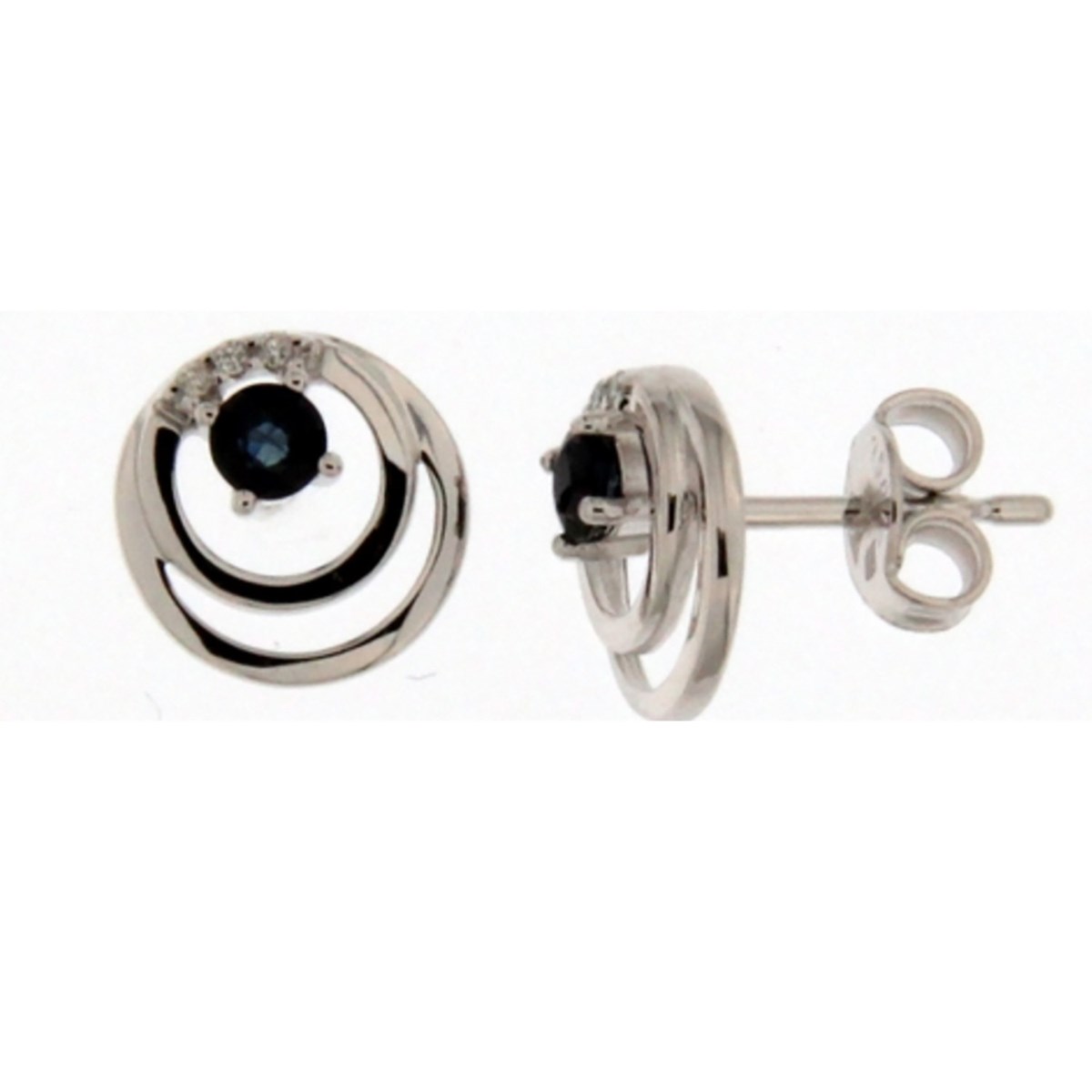 Boucles d'oreilles Brillaxis double cercle saphir