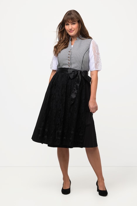 Dirndl, Hahnentrittmuster, V-Ausschnitt, ärmellos