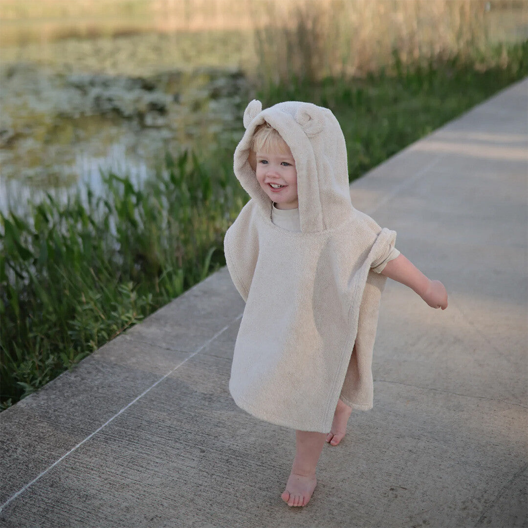 Mushie badponcho beer fog - 1-3 jaar