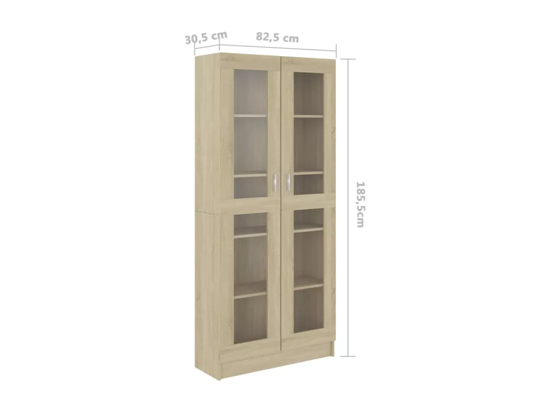 Armoire vitrine Chêne sonoma 82,5x30,5x185,5 cm Bois ingénierie