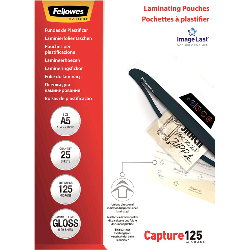 Fellowes Laminierfolien Capture, A5, 125 mic, glanz, 25 Stück