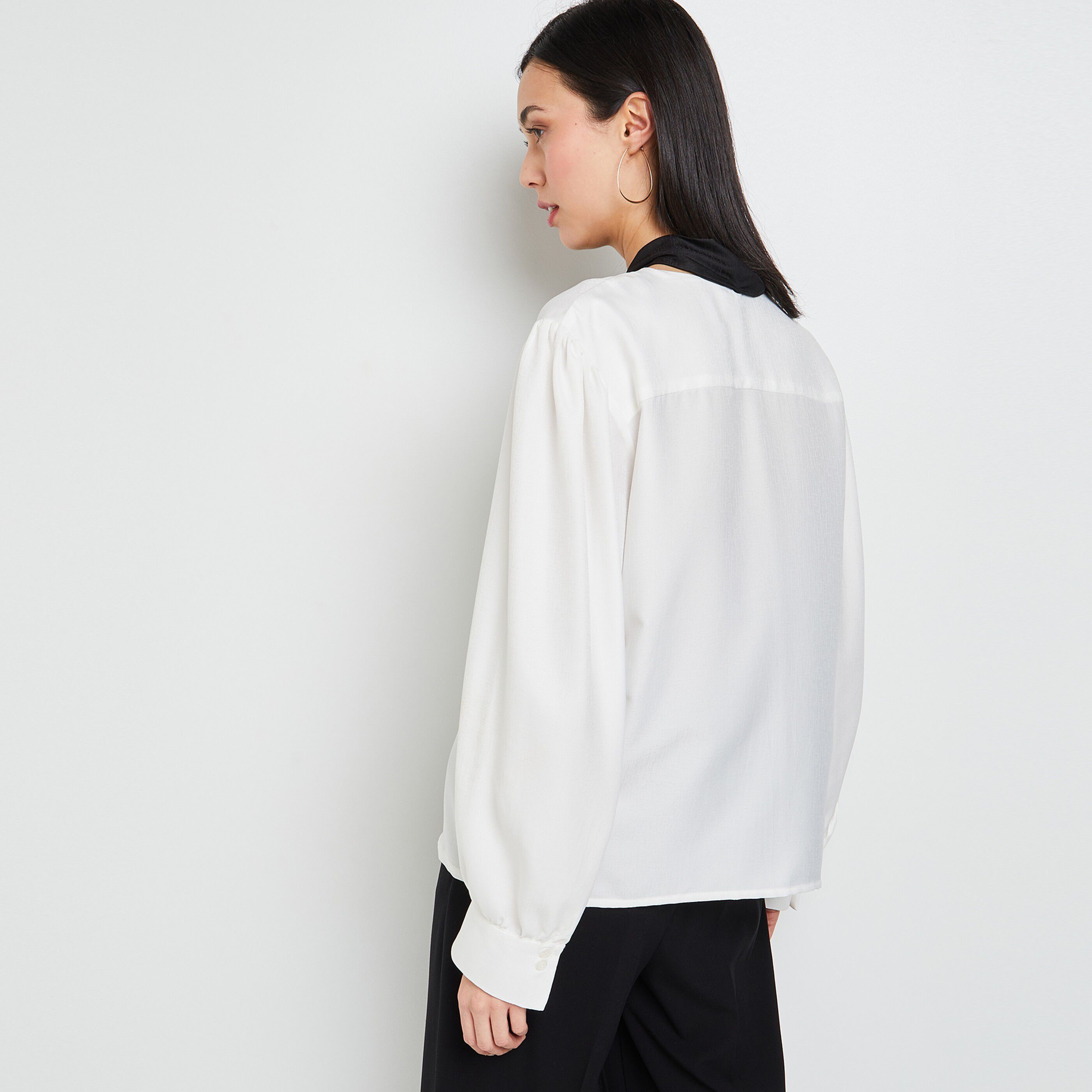 Chemise col lavallière femme - ECRU