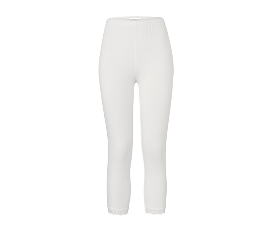 3/4-Leggings mit Spitzenborte, weiß