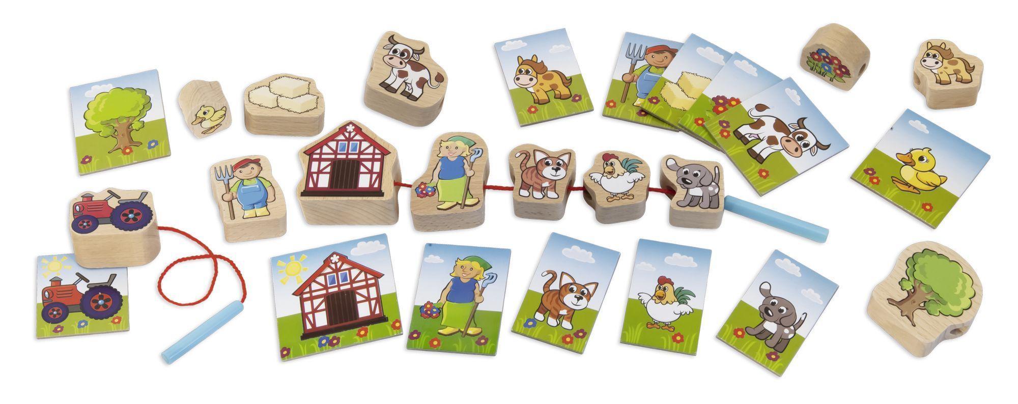 Fädelspiel BAUERNHOF 13-teilig in bunt