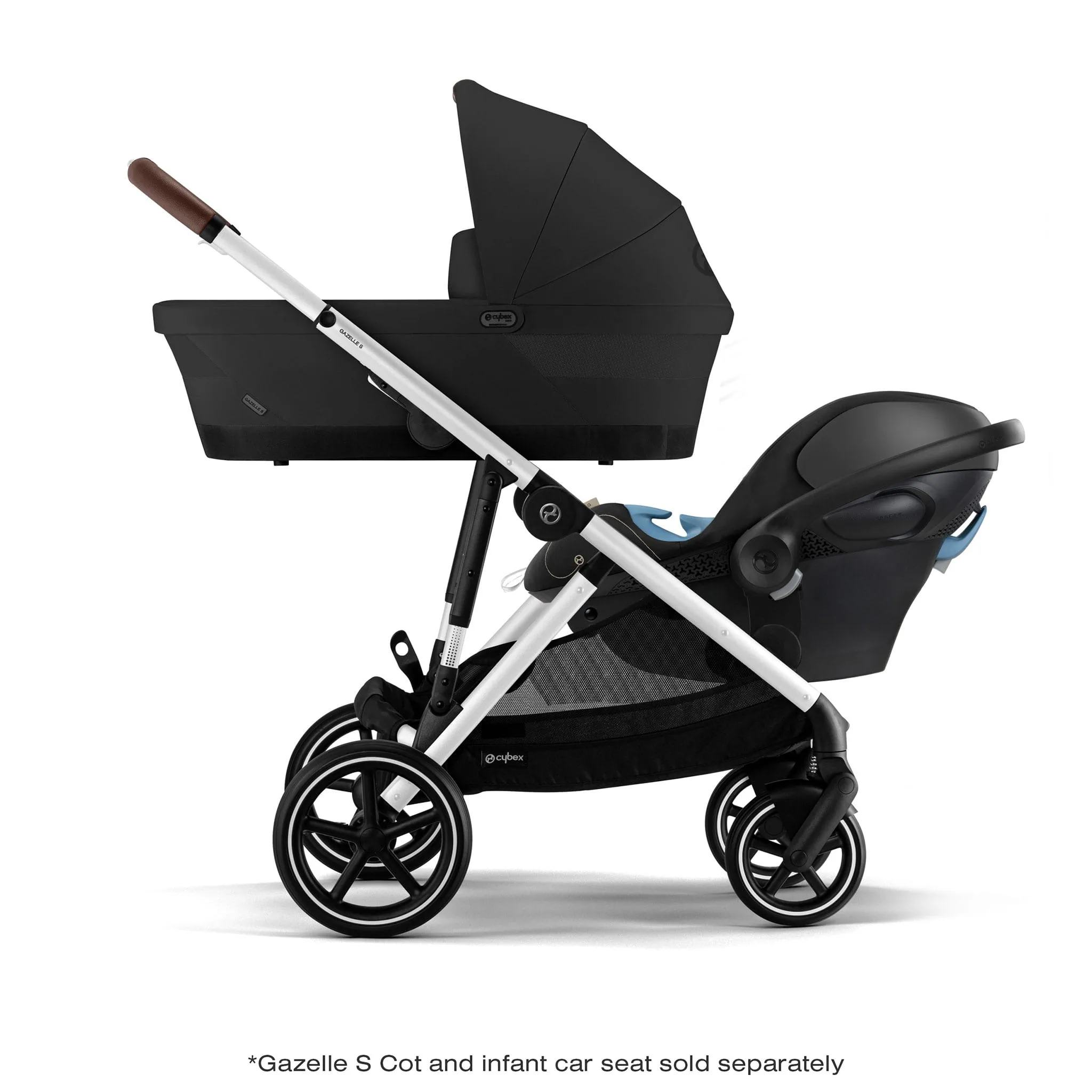Cybex Poussette Gazelle S 2 – Châssis couleur argent avec siège Noir Moon