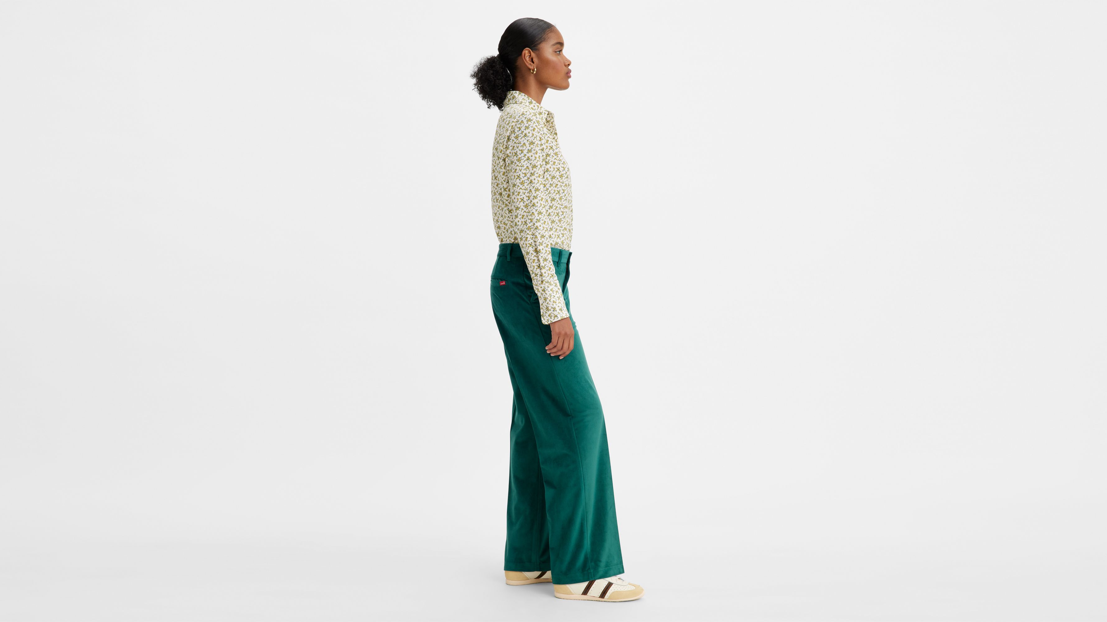 Pantalon Baggy - Deep Sea Moss Velvet - Vert
