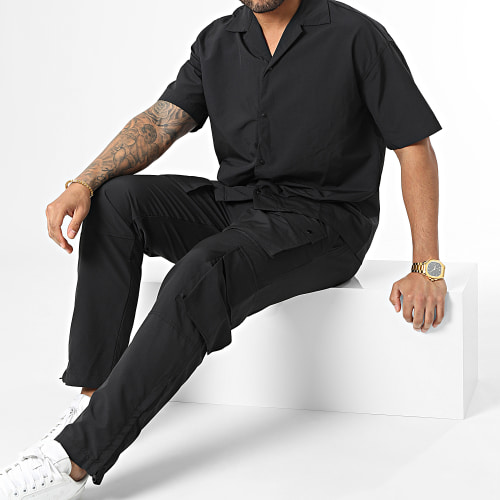 Ensemble Chemise Manches Courtes Et Pantalon Cargo Gris