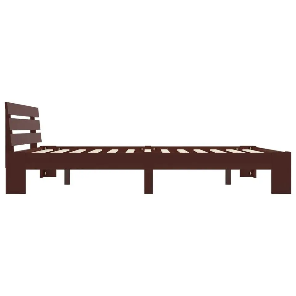 vidaXL - Bed frame met hoofdeinde - Donkerbruin - Grenenhout - 160x200 cm