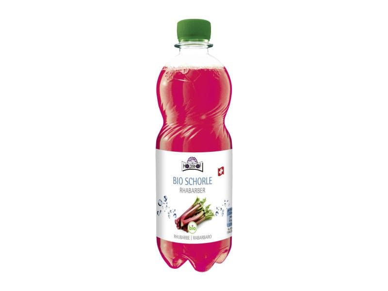 Holderhof Soft-Drinks Bio Rhabarberschorle 500 ml Kohlensäurehaltiges Bio-Getränk mit Rhabarbersaft