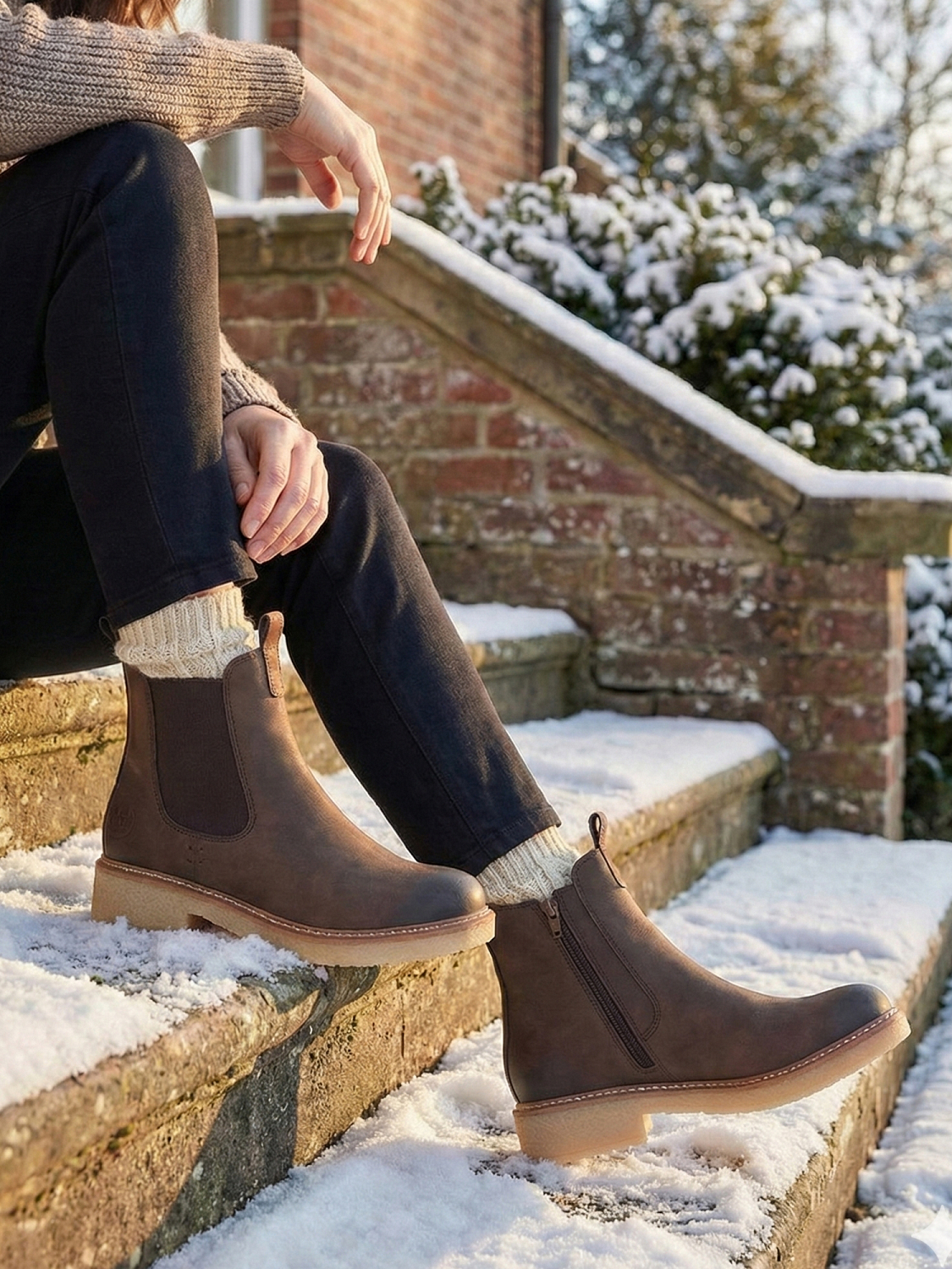 Rieker Brown low chelsea varmfôret