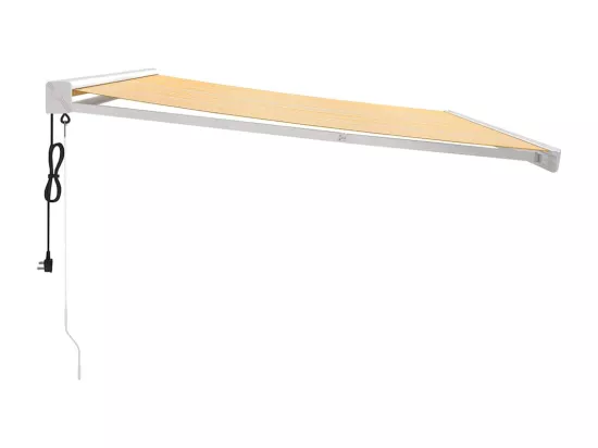Auvent rétractable jaune et blanc 4,5x3 m tissu et aluminium
