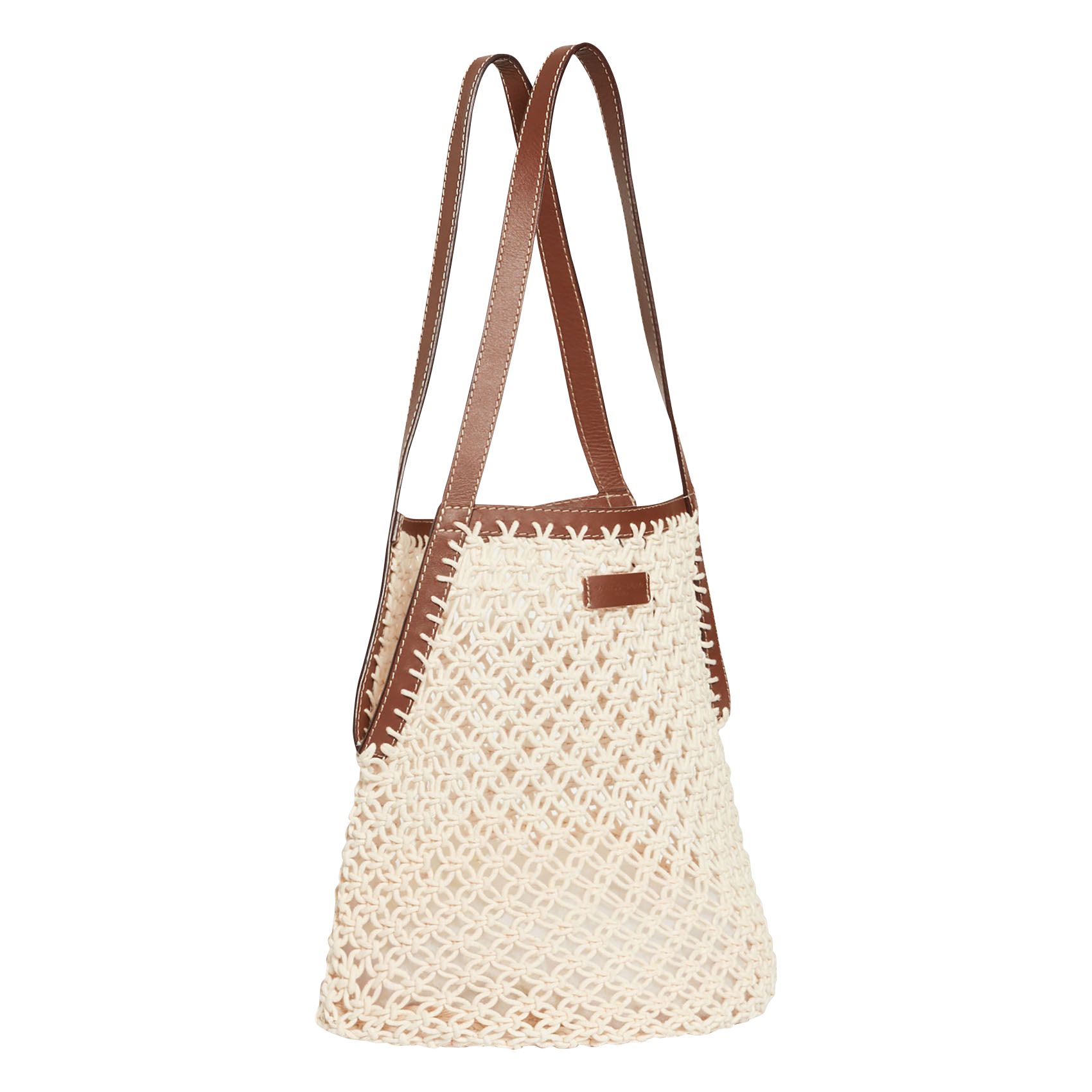 Sac filet en coton et cuir | Blanc