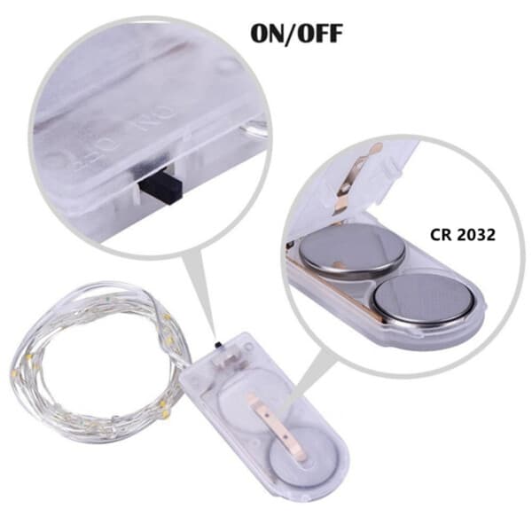 6-pack 1m Mini LED Light Loop Battery Operated Hot White