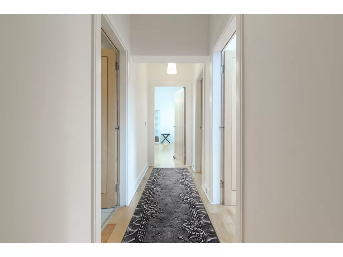 TAPIS DE COULOIR BCF MORAD Trio fleurs, feuilles gris 100x170 cm