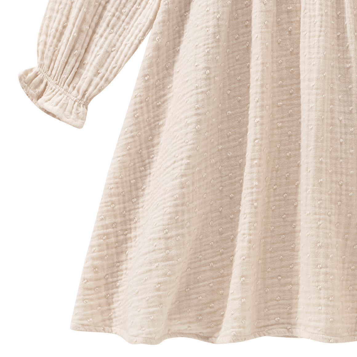 Topolino Pure Collection Mädchen Musselin-Kleid mit Strukturmuster hellbeige