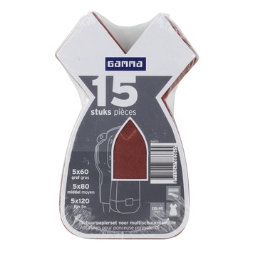 GAMMA schuurpapier 135x93mm (5xK60, 5xK80 en 5xK120) voor multischuurmachine / mouse