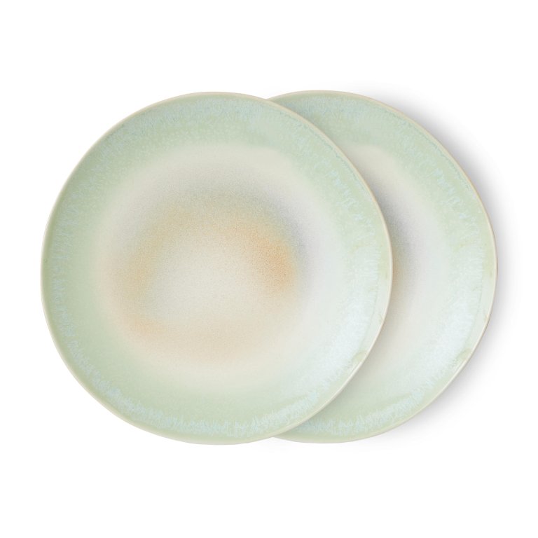 HKliving 70's Ceramic dinerbord Ø29 set van 2 mineral