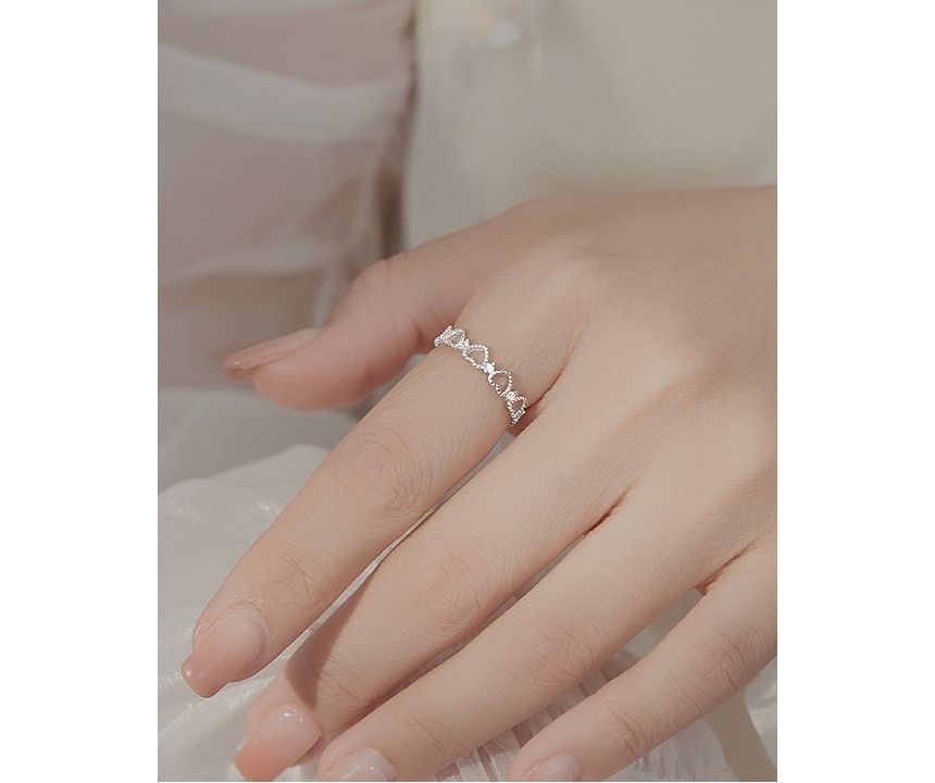 Parskletie - Hartvormige Sterling Zilveren Open Ring