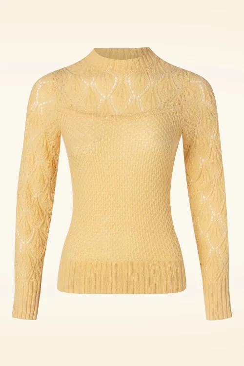 King Louie Jeannie Yoke Farfalle Sweater in pebble geel