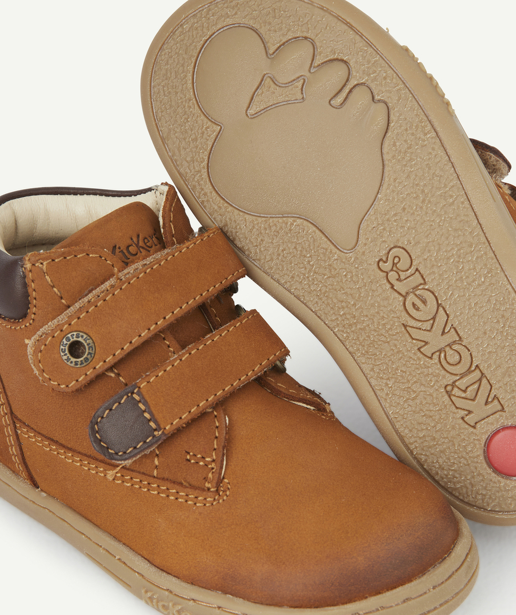 KICKERSBOTTINES À SCRATCH BÉBÉ EN CUIR CAMEL