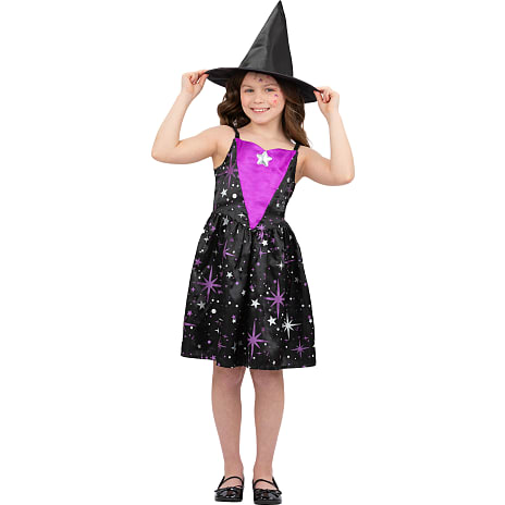 Halloween heksekostume med stjerner str. 104