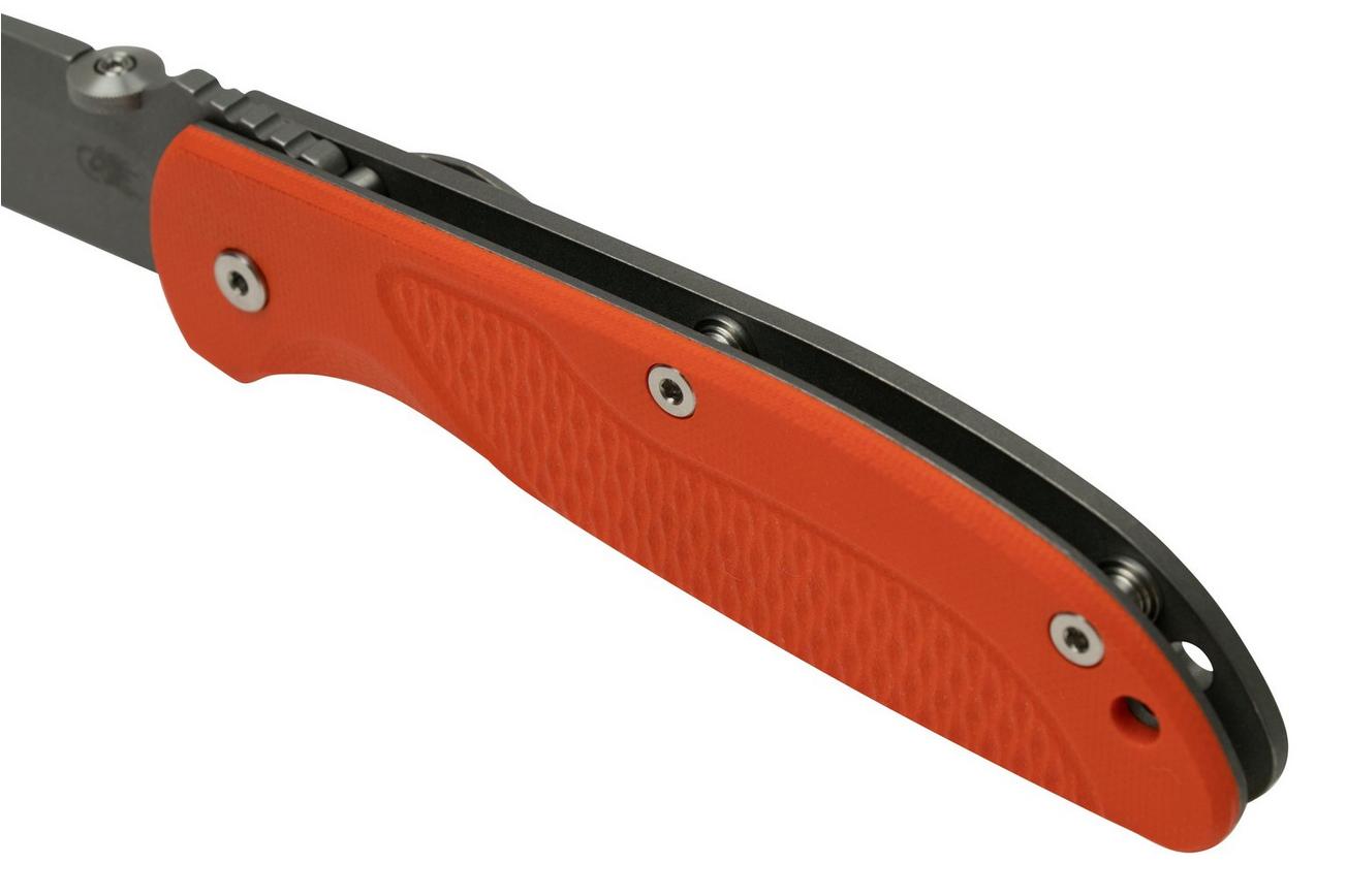 Rick Hinderer FireTac Spanto Acid Stonewash, Working Finish Orange G10, zakmes