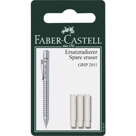 Faber-Castell Ersatzradierer für Druckbleistift Grip 2011, 3 Stück